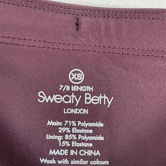 Sweaty Betty Womens XS 7/8 Length Leggings Maroon Activewear - Picture 4 of 7
